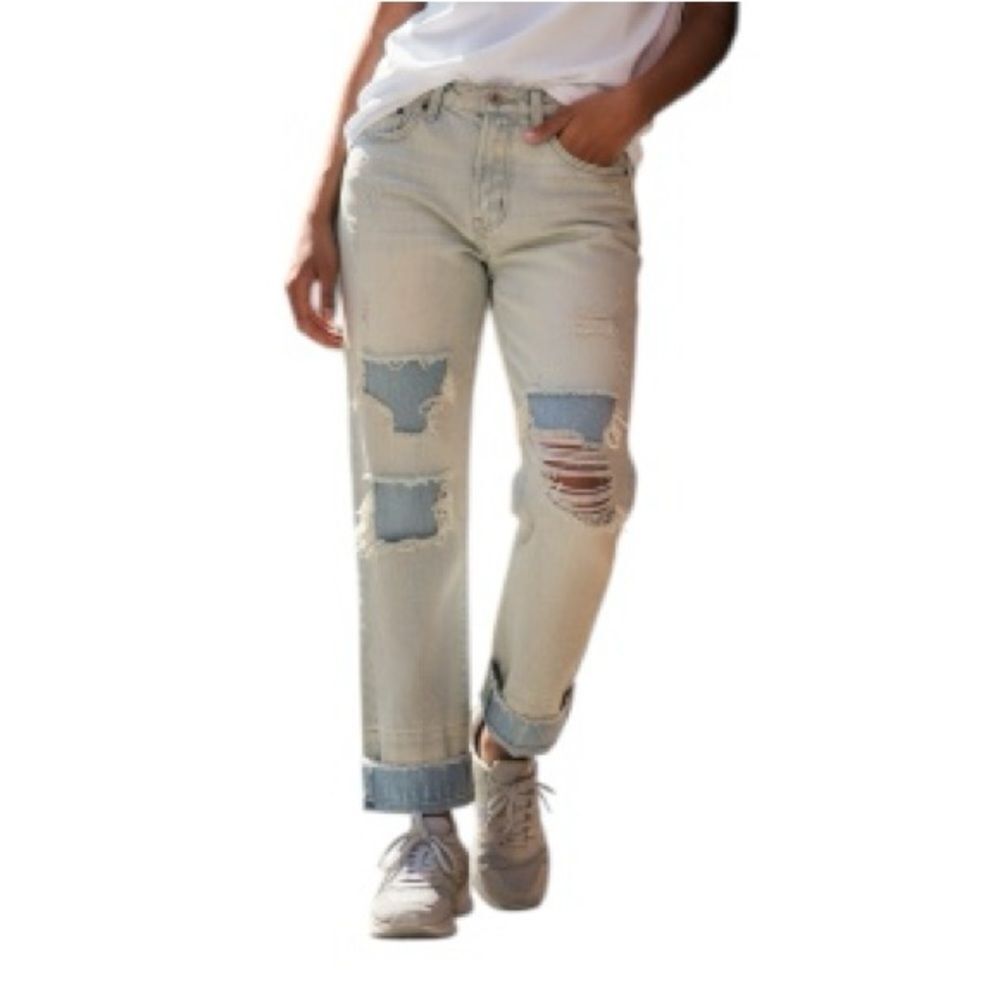 One Teaspoon Light Blue Distressed Ankle Length Jeans(Size 26)